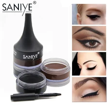 SANIYE 2 в 1 коричневый черный Водостойкая гелевая подводка для век с кистью профессиональный макияж глаз быстросохнущая delinedor de ojos M208