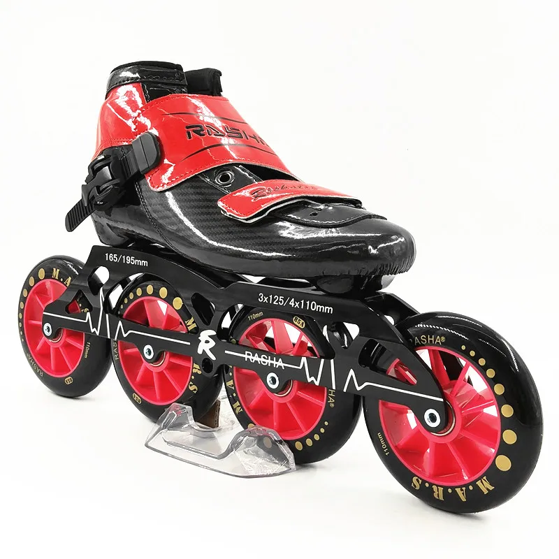 RASHA SKATE 3/4 wheels inline speed skating shoes speed skates black
