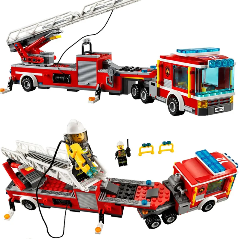

LEPIN 02086 City Series Fire Engine 60112 Fireman Figure Scaling ladder Building Blocks 421pcs Bricks Toys Gift For Children