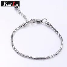 Винтажные серебряные металлические цепочки браслеты подходят с большими бусинами модные классические простые Diy дизайнерские браслеты для женщин подарок 3 шт./лот