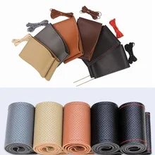 38cm Steering Wheel Cover Genuine Leather Steering Covers For BENZ AUDI BMW SEAT FORD HONDA SUZUKI SUBARU VOLVO Steering-wheels