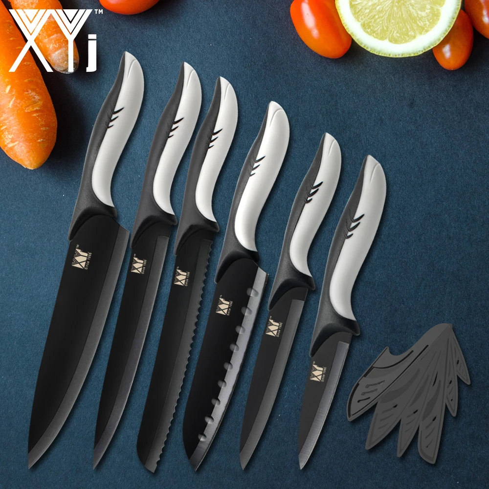 

XYj Kitchen Knives Stainless Steel Chef Knife Dolphin Design Plastic Handle Anti-rust 7Cr17 Steel Knives Slicing Cleaver Cutter
