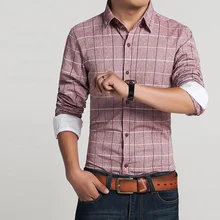 Men’s Shirts Long-sleeved Plaid Shirt Casual Cotton Shirts Fashion Hight Quality Men Clothing Aisan Size:M-3XL- Free Shipping
