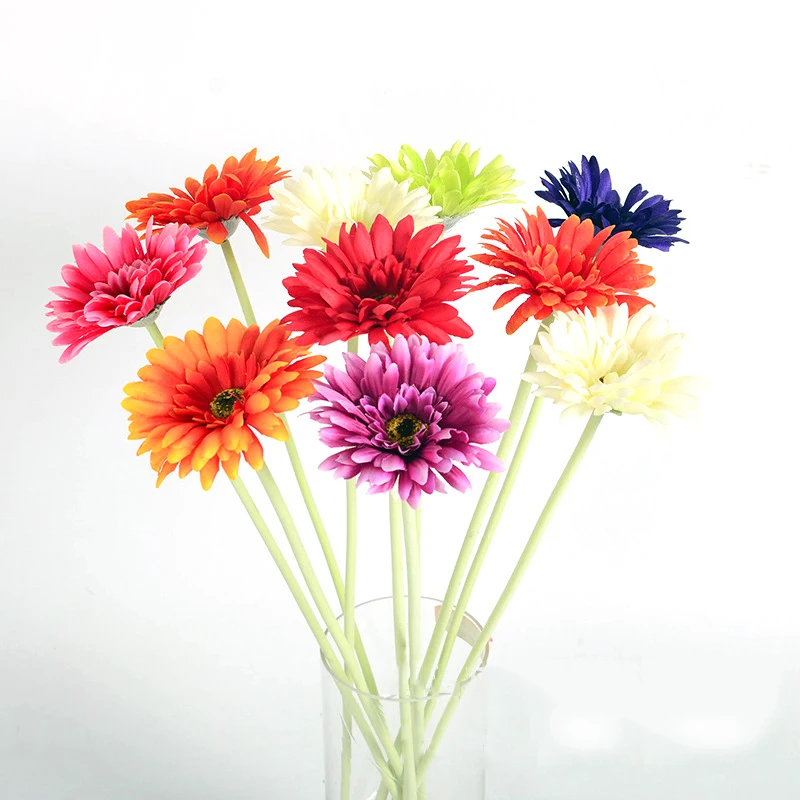 

7pcs Artificial gerbera Silk Flower for Home Decoration & Wedding Mini Gerbera red Pink White Polychromatic long 55cm