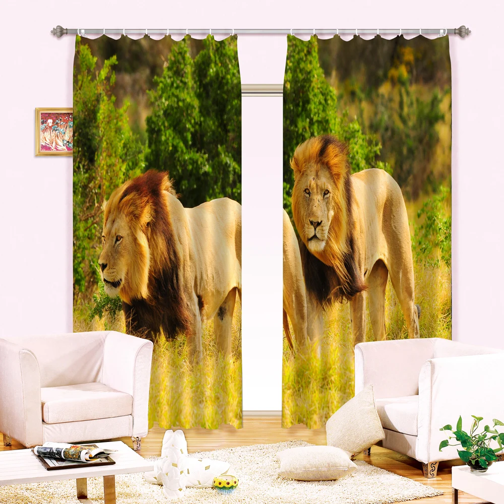 

Lion in the Sunset Printing Light Blocking 3D Curtain