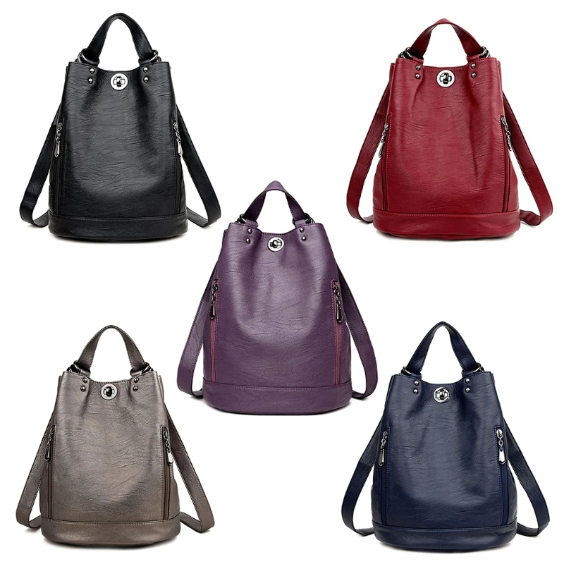 

Women Travel Multi-Purpose Shoulder Bags Leather Backpacks 2018 New School Bags for Teenage Girls Bucket Bag Rucksack Backpack