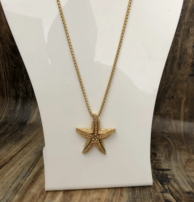 

Gold Color Fashion Chain Starfish Pendant Necklace Jewelry For Women Girl