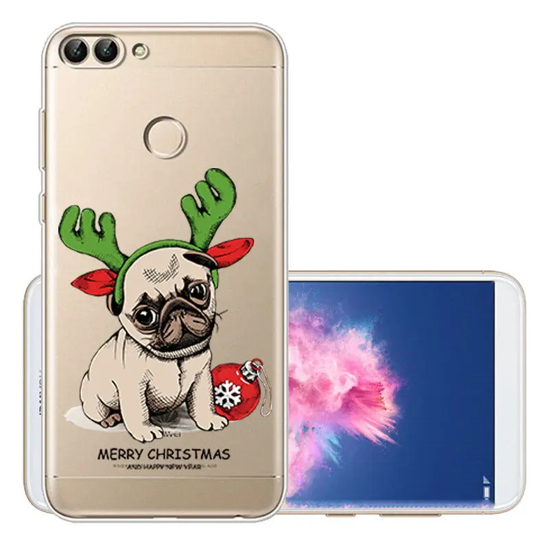 Christmas Santa Snow Patterned Clear Soft TPU Case Cover For Huawei P Smart P20 (15)