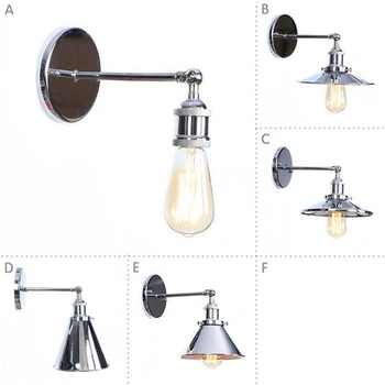 

Chrome Finish Vintage Industrial Wall Light Loft Metal E27 Wall Sconce Retro Deco Stair Hallway Balcony Bathroom Vanity Lighting