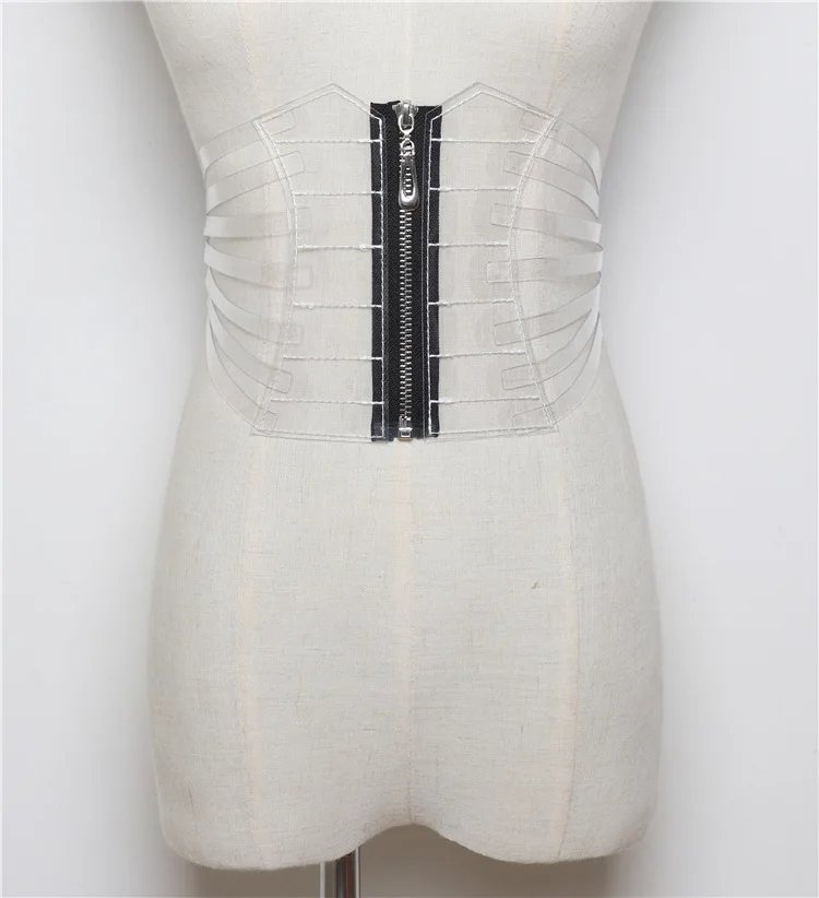 Новая мода Прозрачный лазерный декоративный поясной уплотнитель форма рыбьей кости дизайн чувство ПВХ эластичный пояс для женщин