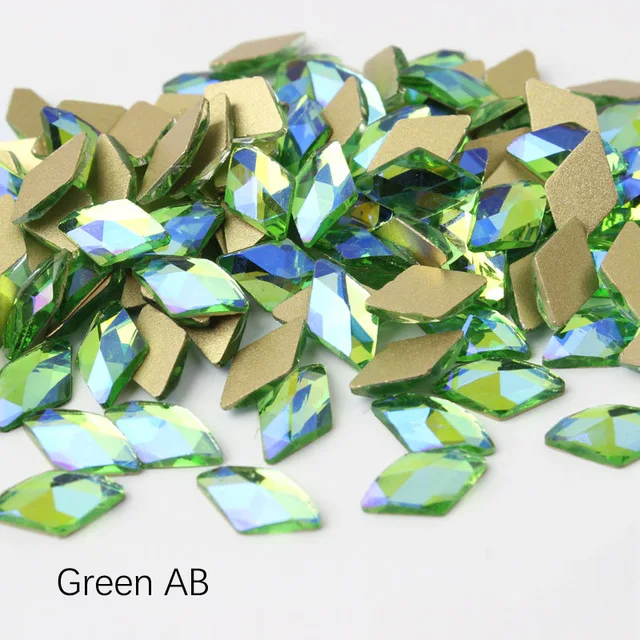 Green AB Новая распродажа, корейская мода, комплект 3D ногтей Стразы ромб 6X10 мм Flatback хрустальные камни, ручная работа, для художественного оформления ногтей - Цвет: Green AB