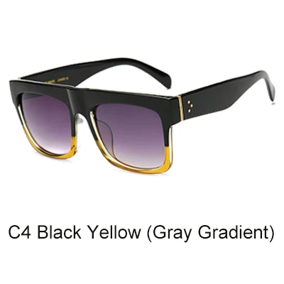 Ralferty, солнцезащитные очки больших размеров для женщин и мужчин, фирменный дизайн, квадратные солнцезащитные очки для женщин, черные градиентные оттенки, женские UV400 D5676 - Цвет линз: C4 Black Yellow-Gray