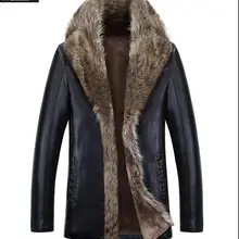 S-4XL меховая мужская кожаная куртка зима Новая мода натуральная кожа пальто Горячая мотоциклетная куртка Толстая теплая MA025