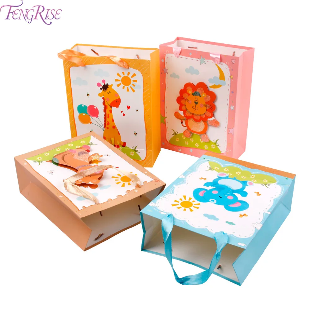 

FENGRISE Jungle Party Gift Box Wrapping Supplies Happy Birthday Party Decoration Candy Bags Boy Safari Party Animal Candy Box