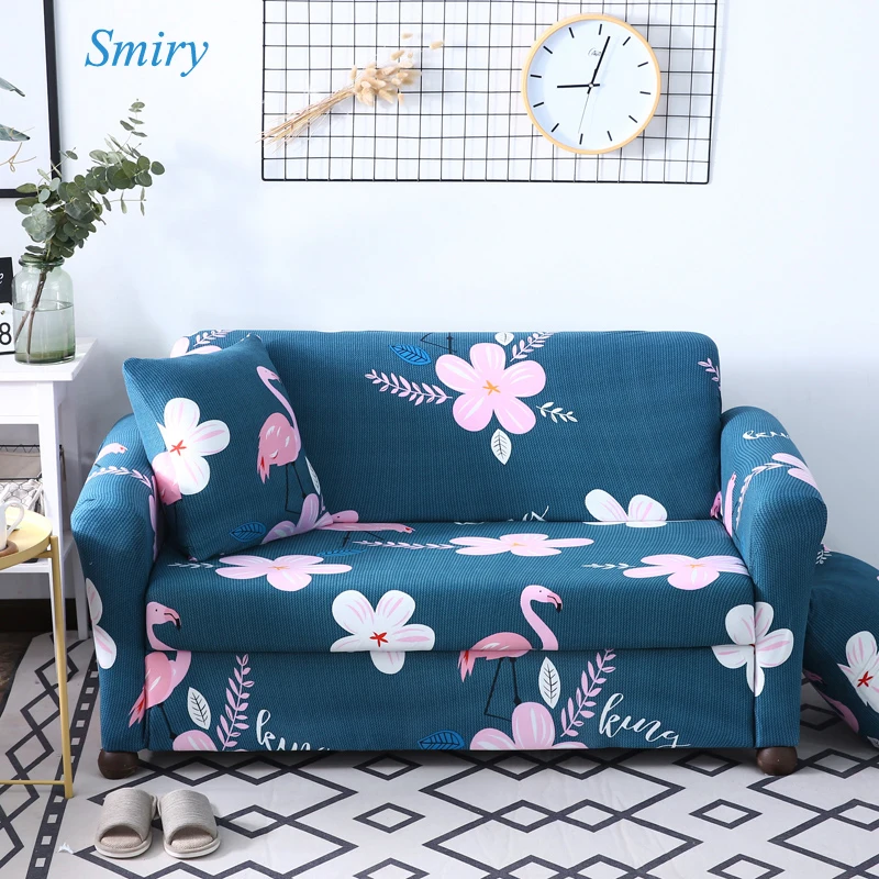 

Spandex Stretch Sofa Cover Floral Flamingo Europe Style Sectional Slipcovers Elastic All-inclusive Couch Cover For Living Room