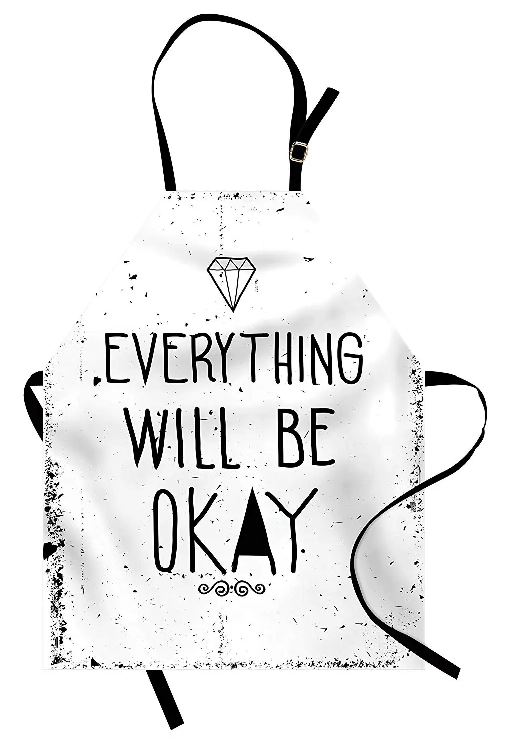 Quote Apron Everything Will Be Okay Grunge Effect Doodle Style Encouragement Phrase Print Kitchen Accessories for Cooking Baking | Дом и сад