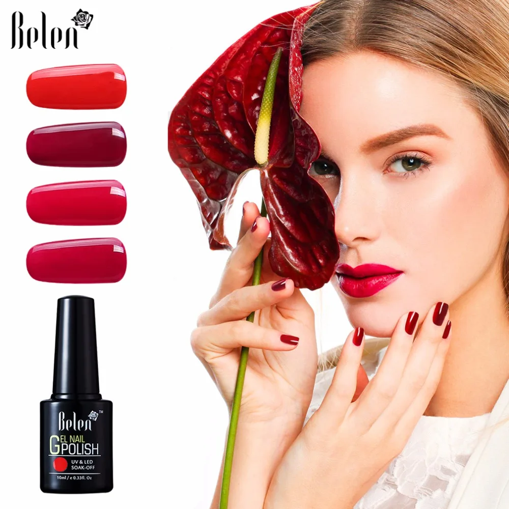 

Belen 10ML Pure Wine Red Series UV Nail Gel Polish Glitter Gelpolish Nail Polish UV Led Long Lasting DIY Nail Art Gel Lacque
