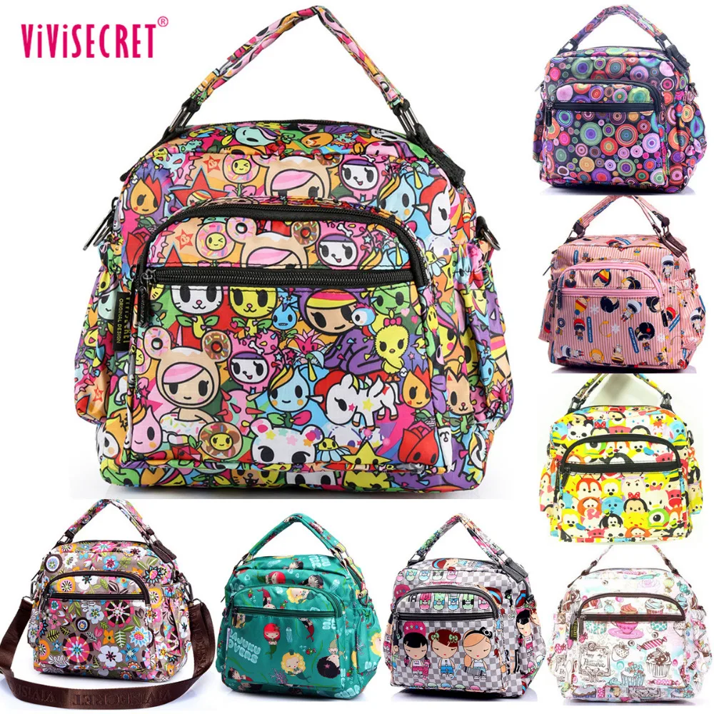Fashion Women Vivisecret Cartoon Harajuku Printing Waterproof Nylon Small Handbag font b lunch b font shoulder