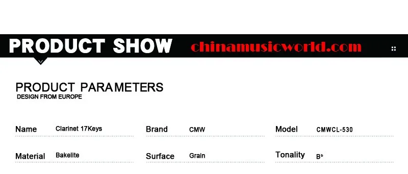 Китайский музыкальный мир высокого класса 17 клавиш Кларнет(CMWCL-530