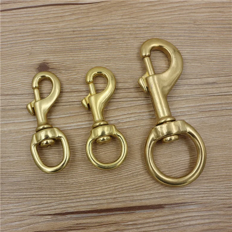 DIY solid brass 80mm snap hook leather craft backpack belt buckle 3pcs