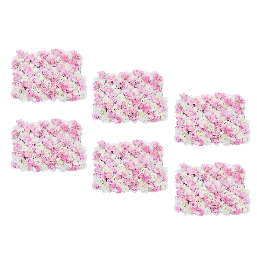 

6pcs Artificial Silk Flower Wall Panel Wedding Party Decor 60 x 40cm