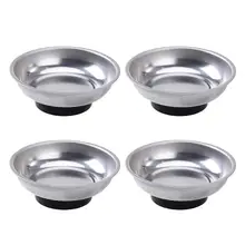 WINOMO 4 Pcs 3 Inch Stainless Steel Tools Holder Round Magnetic Parts Tray Bowl Screws Storage Tools Parts Tray Holder