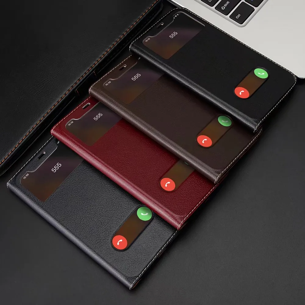 xr case flip Genuine Leather mobile phone cases For iPhone XR 6.1 inch