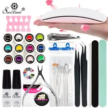 Saviland 30 шт./лот 12 цветов Гель-лак для рисования набор для дизайна ногтей лак для ногтей Инструменты 6 Вт УФ лампа для ногтей маникюрный набор