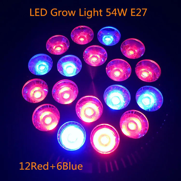 1pcs Full Spectrum Led Grow Light E27 54W Led Growing Lamp for Flower Plant Hydroponics System