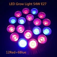 1pcs Full Spectrum Led Grow Light E27 54W Led Growing Lamp for Flower Plant Hydroponics System aquarium Led lighting