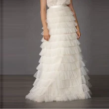 Свадебные туфли цвета слоновой кости Длинные оборками Многоуровневое Тюлевая юбка S для фотосессии Высокое качество пол Длина Тюлевая юбка Для женщин Faldas saias Низ