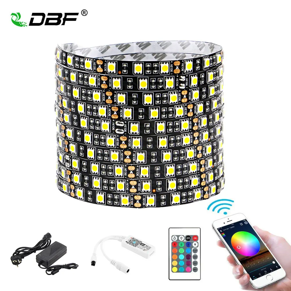 

Wifi APP Control 5050 RGB Strip,DBF Waterproof LED Strip with Mini WiFi RGB Controller+12V Power Supply+24Key Remote Control