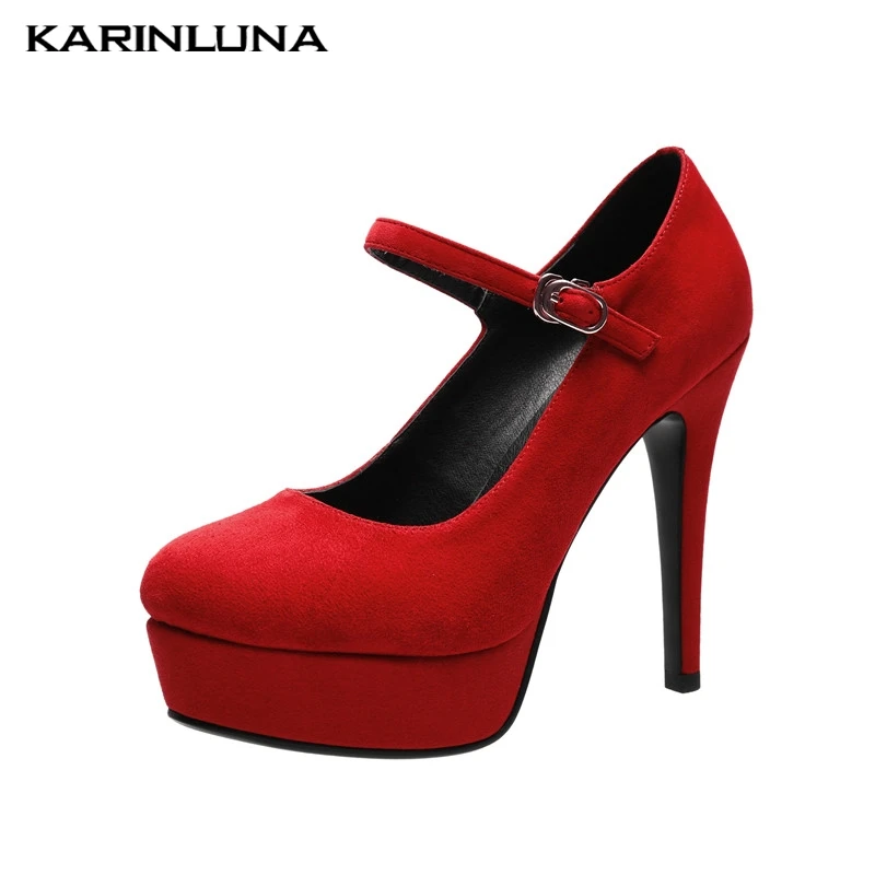 

Karinluna New Fashion Dropship 2019 High Heels Lady Pumps Woman Shoes Buckle Strap Platform Shoes Woman Pumps Female