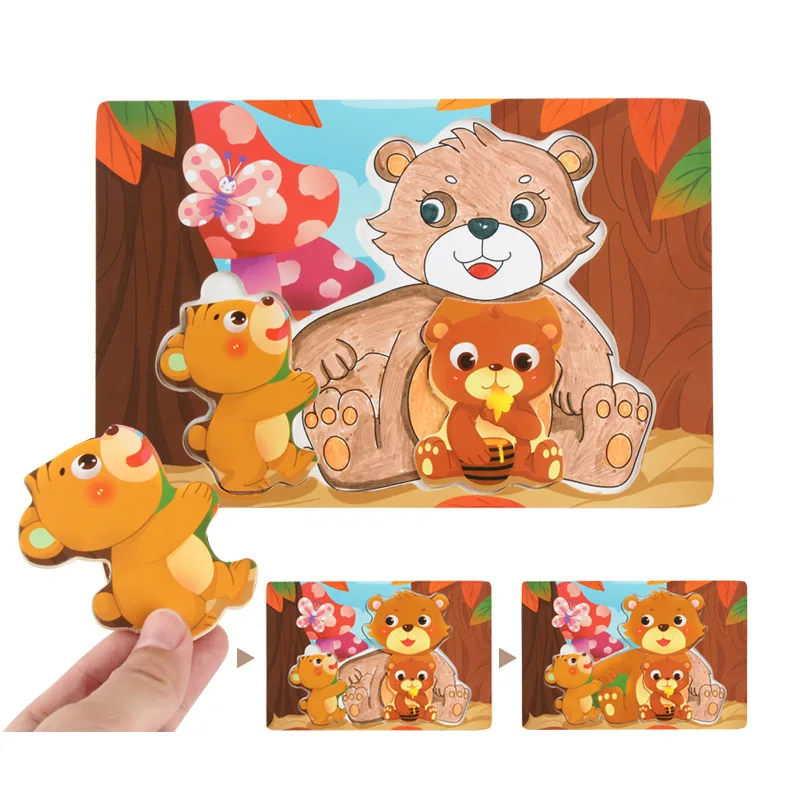 

Montessori Educational Wooden Toys for Children Early Learning Puzzles Kids Intelligence Animal Shapes Matching and Drawing