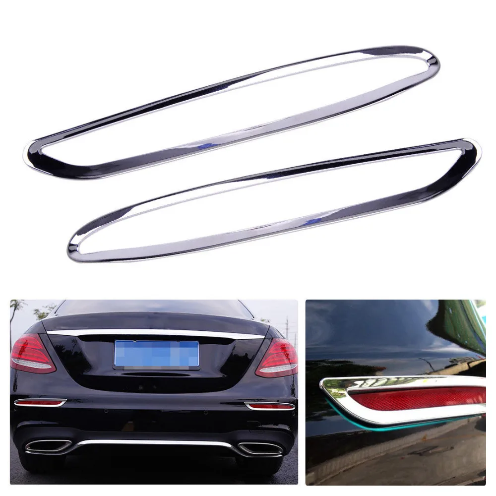 2x Chrome Rear Tail Fog Light Frame Cover Trim For Mercedes-Benz E Class 2017