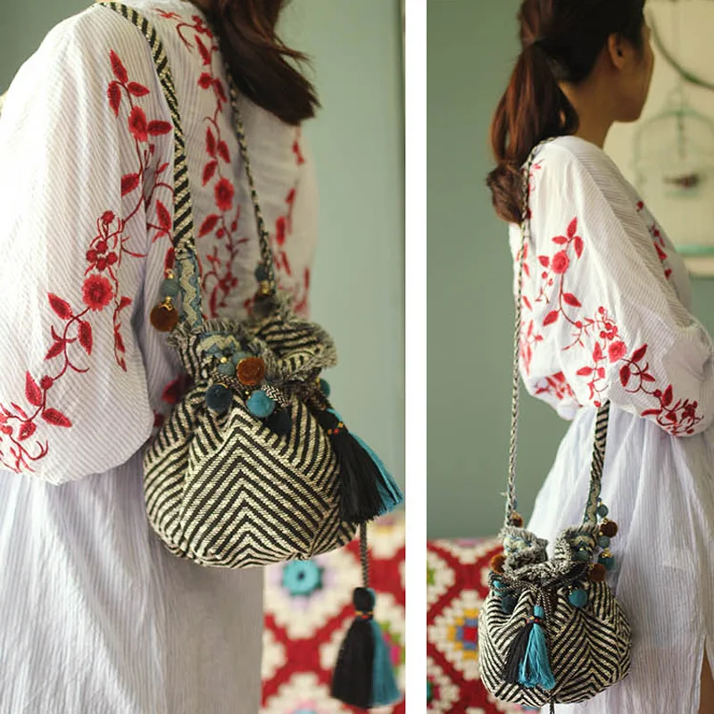 

Vintage Small Fringe Tassel Bohemian Bags Women Handbags Shoulder Crossbody Bag Woman Lady Female Tribal Ibiza Hippie Gypsy Bags