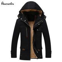 Мужская осенне-зимняя куртка с капюшоном со съемным капюшоном из хлопка, мужские пуховики с длинным рукавом в стиле милитари, Повседневная Верхняя одежда размера плюс D135