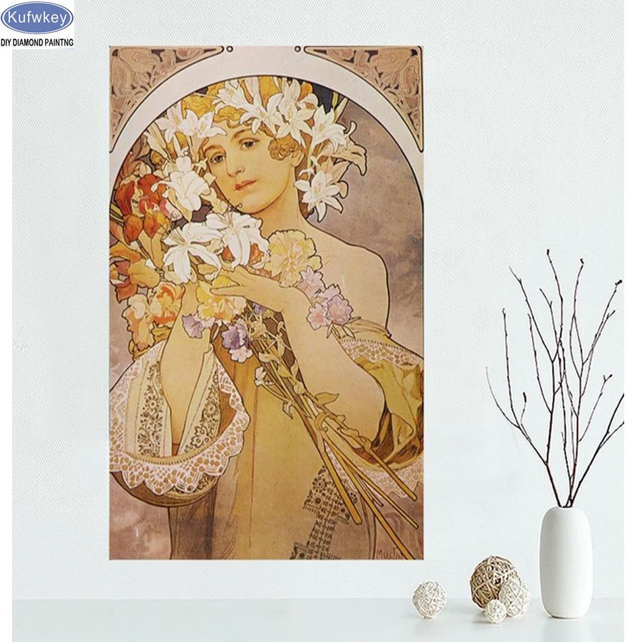 

DIY PHOTO CUSTOM Diamond Painting Cross Stitch 5D Full Mosaic Diamond Embroidery alphonse mucha Needlework for Home Decoration