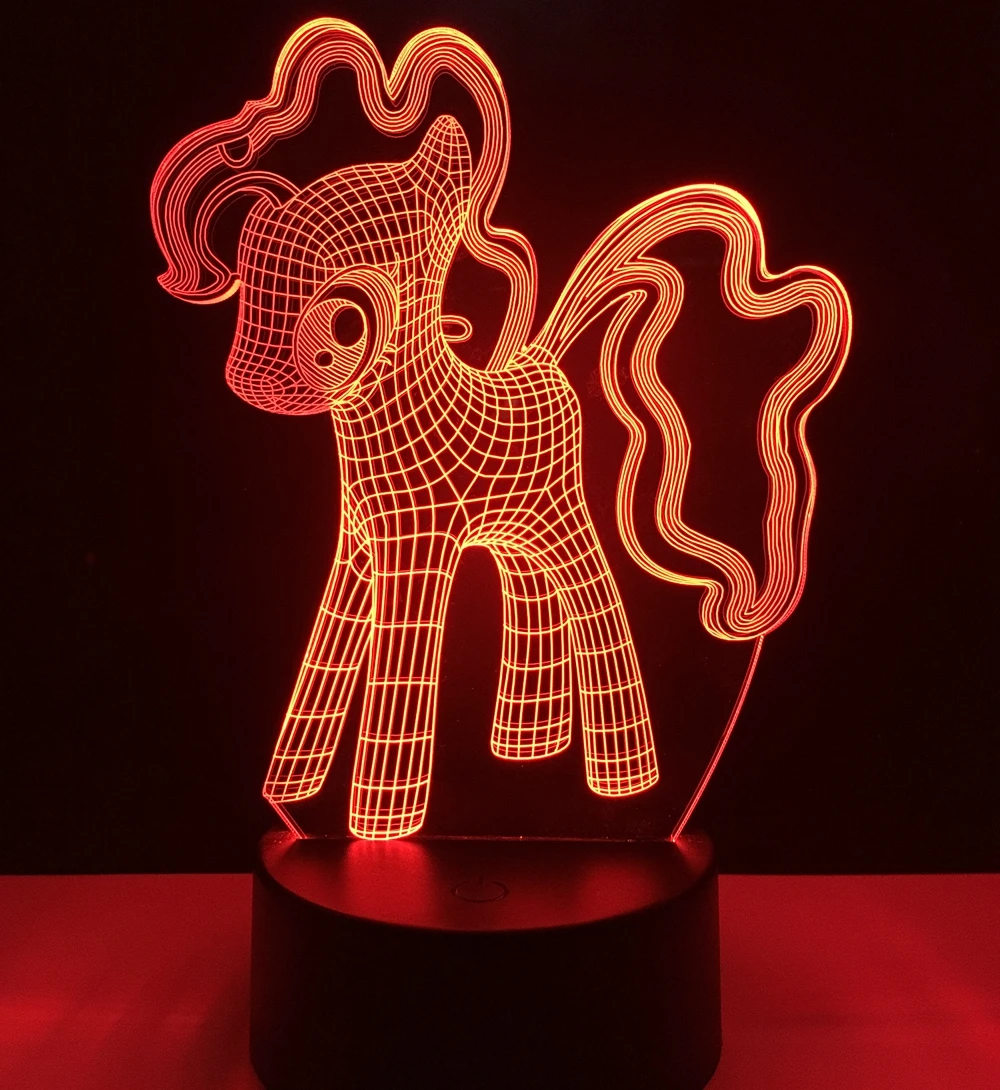 

Animal 3D Little Pony LED Night Light Cute Colorful Rainbow Horse Gradient Atmosphere Child Baby Friend Touch Lamps Lighting Toy