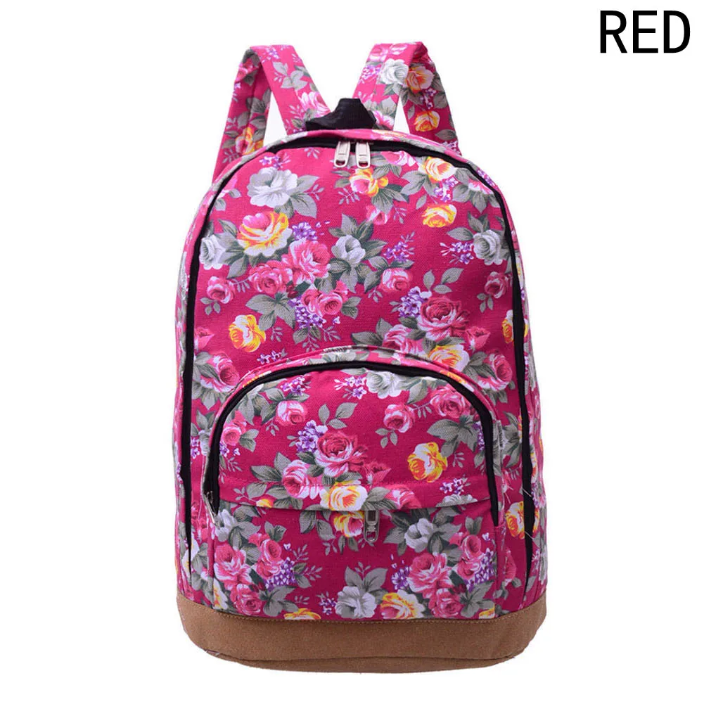 Unique Printing Backpack Women Floral Bookbags Waterproof Canvas
