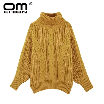 

OMCHION Pull Femme Autumn Winter Turtleneck Sweater Casual Loose Twist Women Pullover 2018 Korean Warm Thick Jumper LMM242
