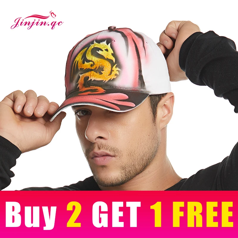 

Jinjin.QC NEW DRAGON Hip Hop Cotton Material Men Cartoon Pattern Adjustable Strap Comfortable Fashion Dragon Glitter Details