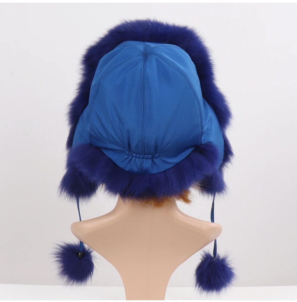 2019 Лидер продаж России из натурального меха лисы для девочек со шляпой, зимние теплые Лисий мех енота меховые шапки-бомберы Для женщин