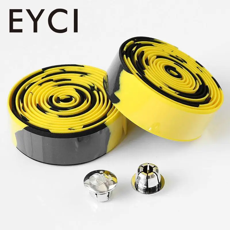 

EYCI 1 Pair Flexible Rubber Bike Tape Bicycle Bar Cork Handlebar Wrap Ribbon Bar Plug and 2 Bars Plugs