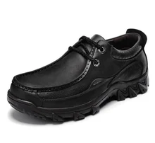 Dekensen Men Outdoor Casual Oxfords Shoes,High Quality Men’s Genuine Leather Dress Shoes Thick Sole Non-slip Work Shoes 38~45