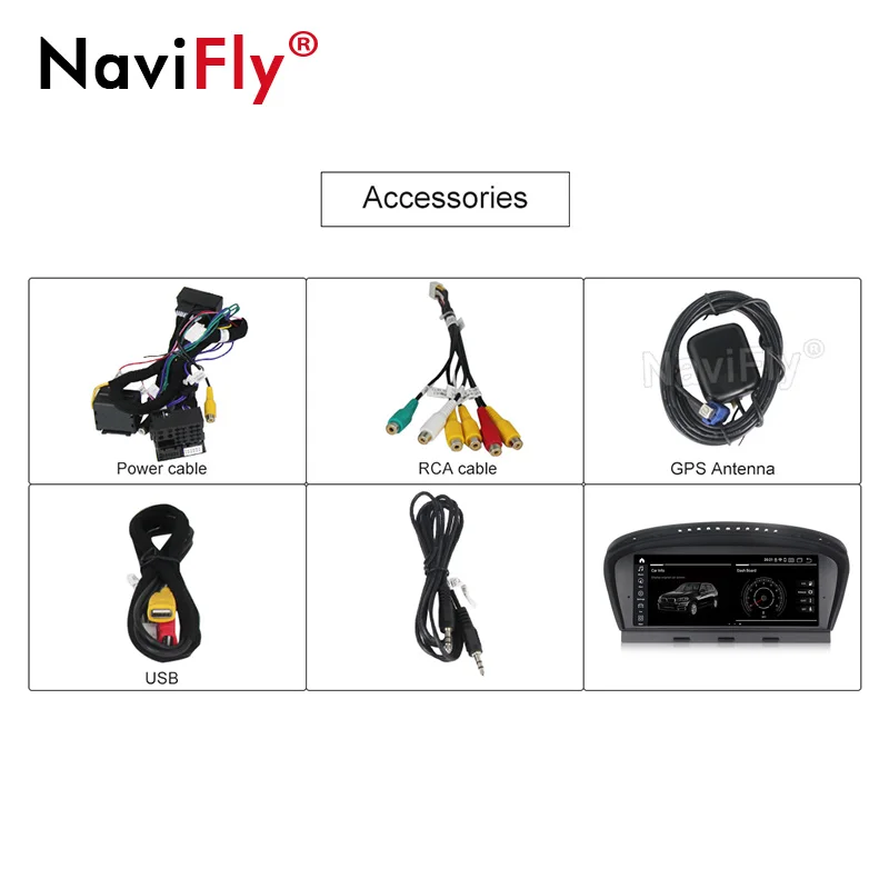 Best NaviFly Android9.0 8Core 4G RAM 64G ROM Car radio gps navigator for BMW 5Series E60 E61 E63 E64 E90 E91 E92 car BT wifi 4G 5