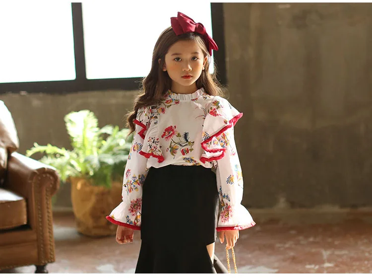 floral pattern teenage girls clothes kid autumn spring fashion baby shirt girls blouse casual children clothing long sleeve tops (9)