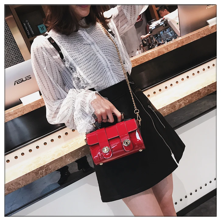 BENVICHED Lacquer bag women 2019 new Korean version handbag Joker chic chain Boston Single Shoulder bag Satchel c132 16 20180828_163955_078