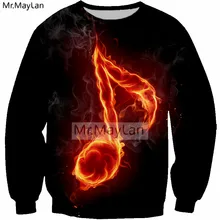 Cool Music Symbol Fire Flame 3D Print Sweatshirt Men/women Hiphop Streetwear Pullovers Hoodies Boys Hipster Black Top Clothes