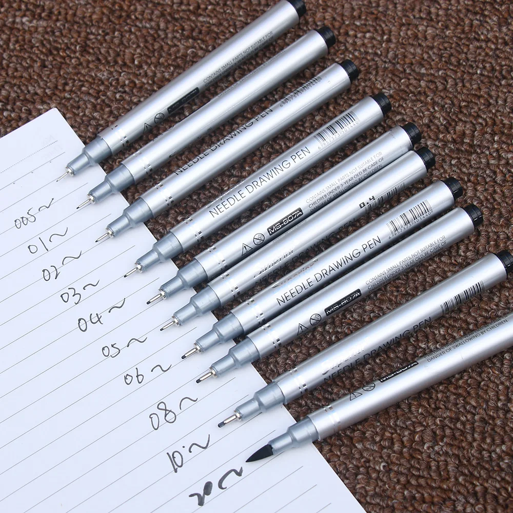 

10 Tip Sizes Micron Neelde Drawing Pen Waterproof Pigment Fine Line Sketch Markers Pen For Writing Hand-Paint anime Art Supplies